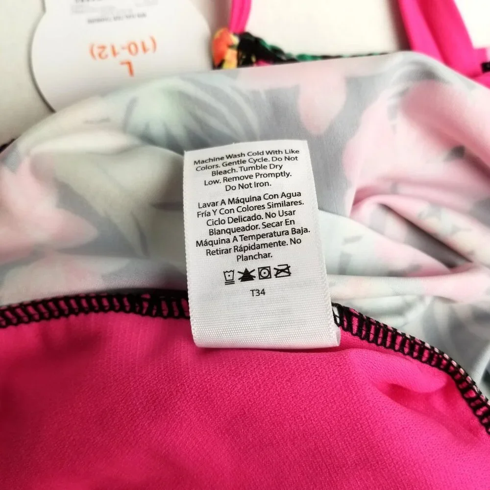 NWT Wonder Nation Girls Tankini Top Large 10 12 Tropical Floral UPF 50 Swim
